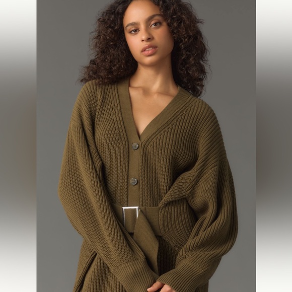 Anthropologie Khaki Knit Sweater dress - size M - Picture 4 of 12